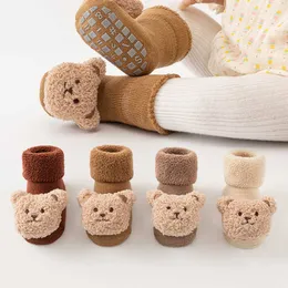 Kids Socks Baby floor socks medium long plush cartoon thick socks childrens soft cotton anti slip lambswool socks newborn warm shoesL2405