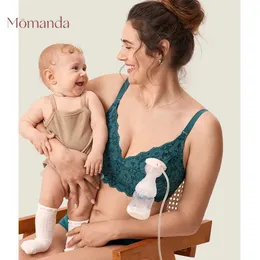 La maternità intimata il reggiseno della pompa senza maniche Momanda per donne in gravidanza in pizzo wireless 100% cotone fodera interno cure materne A131 D240517