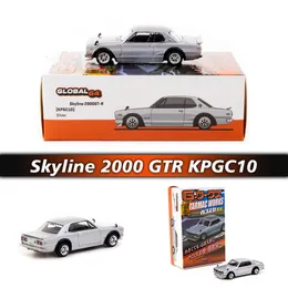 TW i lager 1 64 Tokyo Salon Skyline 2000 GTR KPGC10 Ivory White Diecast Diorama Car Model Collection Toys Works 240515