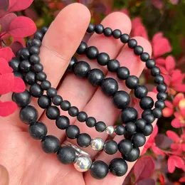 MG2112 Nuovo design Russian Shungite Stack Bracciale Womens Chakra Supporto Flusso di energia EMF COLTA Yoga Mala