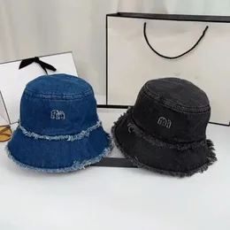 Berets Sommer Spring Designer Denim Distressed Hut Damen Frauen Modebrief Bucket Street Cap