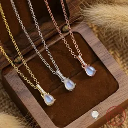 Pendants 2024 925 Sterling Silver Droplet Moonlight Stone Necklace June Birthstone Women's Exquisite Jewelry Gift