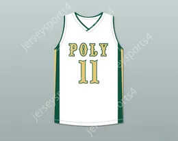 Custom Nay Youth/Kids Peyton Watson 11 Long Beach Poly Technic High School Jackrabbits White Basketball Jersey 2 스티치 S-6XL