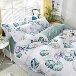 Bedding Sets Blue Banana Leaf Pattern Set Bed Linings Duvet Cover Sheet Pillowcases For 1.2/1.5/1.8/2/2.2m