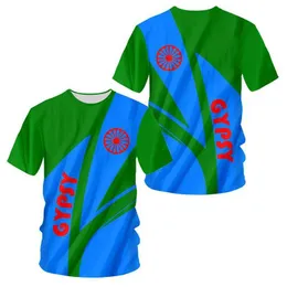 Camisetas masculinas bandeira cigana 3d camiseta estampada romani vem mulher moda moda roupas bohemian hippie top fornecedor personalizado q240515