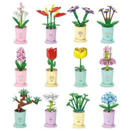 Altri giocattoli creativi Moc Flower fai da te Mini Plant Plant Micro Landscape Art Architecture Building Building Building Set Model Girl Girl Toy Gift S245163 S245163