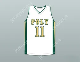 CUSTOM NAY Name Youth/Kids PEYTON WATSON 11 LONG BEACH POLYTECHNIC HIGH SCHOOL JACKRABBITS WHITE BASKETBALL JERSEY 1 Stitched S-6XL