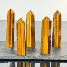 Dekorative Figuren 1pc Natural Tiger Eye Crystal Point Healing Stone Quarz Zauberstab Handwerk Mineral für Home Dekoration Ornamente DIY Geschenk