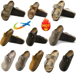 Designer Clogs Slippers Sandals Slippers Slides Men Women Cork Flat Soft Suede Leather Outdoor Platform Slippers Top Quality