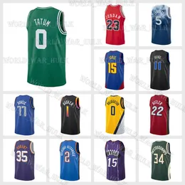 0 Jayson Tatum Basketball Jersey 5 77 Anthony Edwards Luka Doncic Nikola Tyrese Haliburton Jokic Kyrie Irving Michael Jimmy Butler James Kevin Durant Dennis Rodman