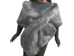女性スカーフフェイクフォックスファーロングショールストールラップ肩をすくめるスカーフパシュミナブライダルウェディング冬の厚い暖かいストーラエチェルペフェムY205762500