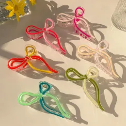 Koreanische Frau große Band Biege Biege Design Haarklauen Barrettes Mädchen Mode Gelee Farbe Haare Haare Kopfbedecke Haarzubehör Accessoires