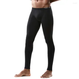 Мужское тепло-нижнее белье Мужчины длинные Джонс Сексуальные узкие низкоэтажные сплошные теплые брюки дышащие повседневные домашние брюки с высоким растяжением