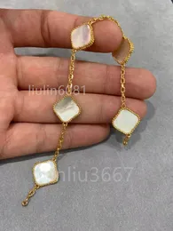 Goldarmband Designerin für Frauen V-gold plattiert 18k für Geschenk Fünf Blumenarmband mit Kiste Frauen Gold Natürliche Lila Chalcedon Crystal Fritillaria Chalcedony Chalcedony