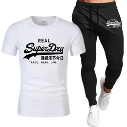 Męskie ubrania letnia marka drukowana bawełniana koszulka bawełniana spodnie spodnie męskie zestawy joggingowe 240511