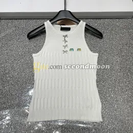 Rhinestone Bowknot Vest Women Colorful Letter Vests Solid Color Knitted Top Crew Neck Vests