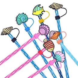 16styles desenho animado Sea tema palha encantos de 10 mm de peixe palha de pó de pó de pó Decoração de moda para festa