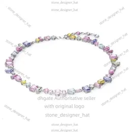 Designer Swarovskis Jewelry Flowing Light Colorful Candy Necklace For Women Using Swallow Element Crystal Rainbow White Snake Bone Chain f4ff