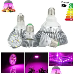 Grow Lights E27 LED-ljus 6W 10W 30W 50W 80W FL Spektrum LEDS 85-265V BBS för inomhus trädgårdsanläggningar blomma droppleveransbelysning DH2RW