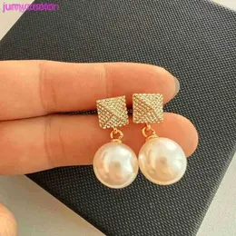 AAValonoe Top Edition Designer Delicate Earring French Full Diamond Pearl Earrings Light Luxury and High Small and Unique Design Personalized Feminine Style Earri