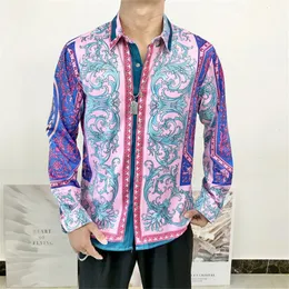 Spring Men Hemd Hemden Hipster Langarm schicke Hemden Männer Luxus Design Barock Blumendruck Hochzeitsfeier Prom Shirts 240506