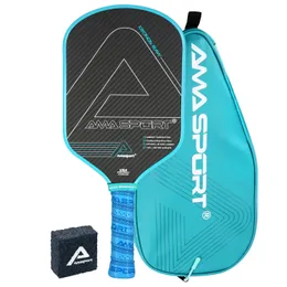 AMASPORT Pickleball Paddle with Cover 3K Carbon Friction Textured Surface Thermoforming Pickleball Racket for Advanced Players 240515
