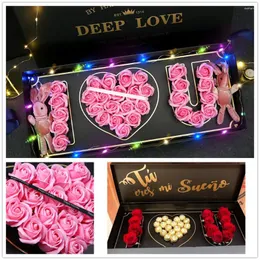 Flores decorativas 10pcs I Love You Box Flower 100 Languages Sublimação Gift Soop Floral Gold Preservado 2024 Eterno acrílico embalagem