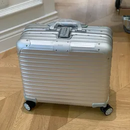 Vargase da 16 pollici per uomini per uomini Designer valigia vaga bagagli in alluminio in lega di viaggio in lega di moda Case di imbarco di moda Unisex Trunk