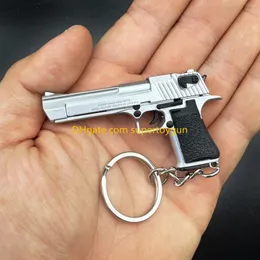 1:4 Metal Desert Eagle Toy Gun Model Mini Alloy Keychain Look Real Collection Pubg Prop Creative Portable Hanging Gift Decompression Toy for Boys Adult Birthday Gifts