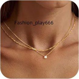 Tewiky Womens Diamond Necklace Exquisite Gold Necklace 14k Gold Plated Long Lasso Necklace Simple Gold CZ Diamond Neckchain Womens Fashion Gold Necklace Jewelry Gi