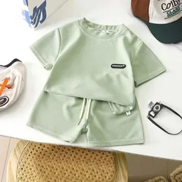 Roupas Conjuntos de 2pcs Fashion Childrens de manga curta de manga curta Summer Summer Childrens Clothing Boys and Girls Baby Cotton T-Shirt Calças Set WX