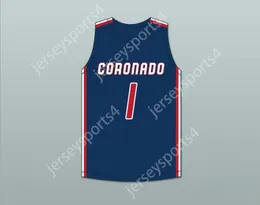 Özel Nay Adı Gençlik/Çocuklar Jaden Hardy 1 Coronado Lisesi Cougars Donanma Basketbol Forması 1 Dikişli S-6XL