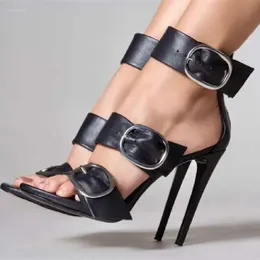 Yaz Moda Çizgisi Sandalet Bir Toka Göster Basit Yüksek Topuk Ziyafet Elbise Çok Yönlü Büyük Deri Kadın Ayakkabıları 442 D 9A63