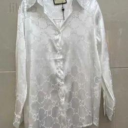 Bloups feminina camisetas letra de designer impressão Turn Down Collar Cetin Slave Blouse Shirt Sml 61J6