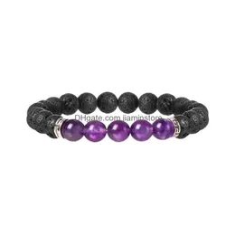 Beadered JLN Power Beads Beastres Bracelet 8 мм черная лава каменная камня с тибетскими вспомогательными браслетами для мужских ювелирных изделий Drow Dhla8
