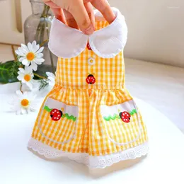 Dog Apparel Yellow Color Dress Lovely Cat Puppy Skirt Summer Pets Clothing Yorkshire Maltese Pomeranian Poodle Clothes