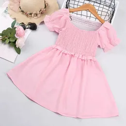 Девушка платья для девушки платье 2-6 лет летнее розово-квадратное платье с коротким рукавом очень элегантная вечеринка по случаю дня рождения