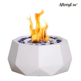 Afterglow Mini Tabletop Fire Bowl Indoor&Outdoor Portable Firepit Burning Ethanol or Gel Fuel for Balcony or Living Room, White