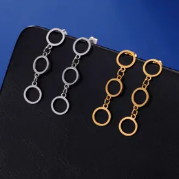 Geometrische Edelstahl -Ohrringe für Frauen minimalistische runde Anhänger Drop Ohrarmes ästhetisches Engagement Schmuck