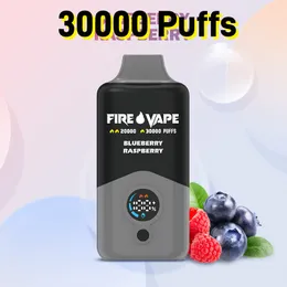 Feuerdampf 30000 Puffs VAPER DESECHABLEMENS PUFF 18K Einstellbar Einweg -Vape -Stift -Starter -Kit 2% 3% 5% vorgefüllte Karren Kinderschloss Dual Mesh Spule 650mAh Batterie Stift