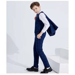 Flower Boys Suit for Wedding Children Formal Birhtday Photograph Set Kids Tuxedo Dress Teenager Graduation Performance Kostium