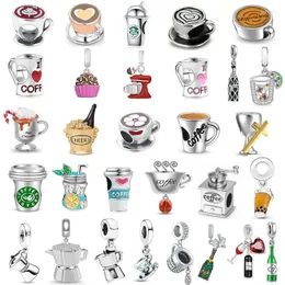 Loose Gemstones Fit Europea 925 Original Bracelets Cup Wine Bottle Pendant Dangle Silver Plated Charms Beads For DIY Birthday Jewelry Making
