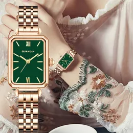 Guanqin Quarz Little Green Watch Luxus für Frauen Stahlschale Edelstahl wasserdichte Relojer 240515