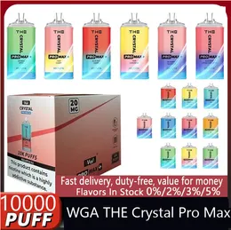 WGA THE Crystal Pro Max 10000 Puffs Disposable Vape Pen 2% Nicotine Vapes E Cigarettes 10K 12K 15K Puff Bar Vapers Vaper with 28 Flavors puff 15000 puff 9k puff 12k