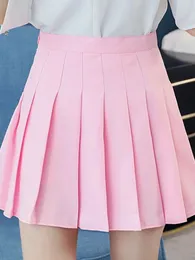 Kalevest y2k süßes Mädchen weiße plissierte Minirock koreanischer Stil High -Taille -Schule kurz Kawaii Japanische Pink 240516