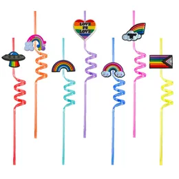 Drinking Sts Sts Rainbow 24 Themed Crazy Cartoon Reusable Plastic For Kids Birthday Christmas Party Favors Goodie Gifts St Drop Delive Otcrs