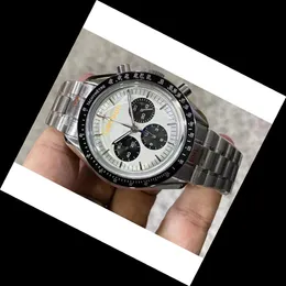 men's watch high quality design reloj menwatch montre relojes moonwatches chronograph dial work date 904L stainless steel with battery designer mens watches