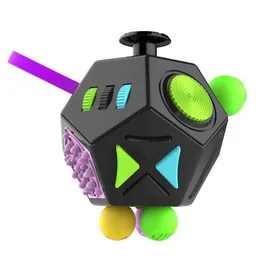 Decompression Toy Interesting 12 side cube decompression toy with hand pinch ventilation for autism hyperactivity disorder anxiety relief pressure sensor for chi