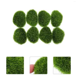 Dekoratif çiçekler 8 adet yapay yosun ekici tencere yeşil dekor topu sahte köpük bitkiler için sahte açık el sanatları ekicileri