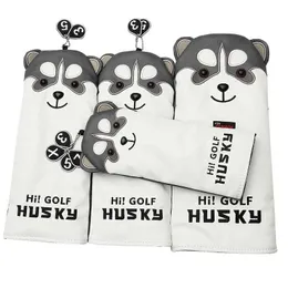 Other Golf Products Cute Husky Golf Driver Head Cover Cartoon Animal #1 #3 #5 #7 Forest PU Leather Head Cover Dust CoverL2405